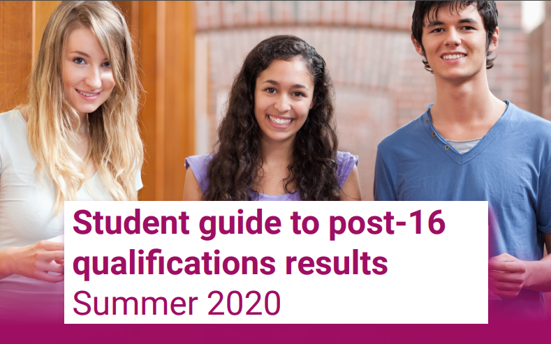 Front cover of the students guide to post 16 qualifications results