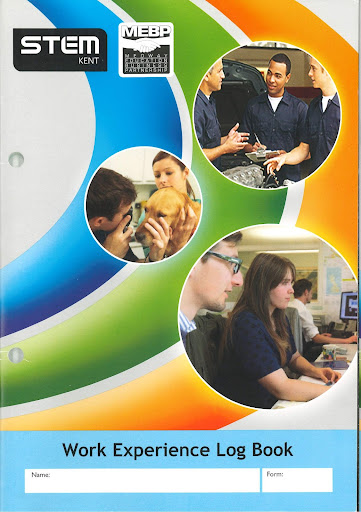 Photo of the front cover of an MEBP Year 10 Work Experience Logbook.