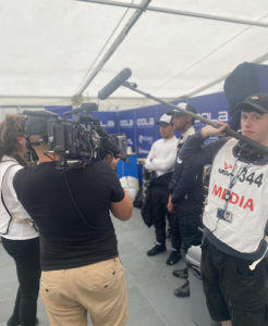 Ruben is seen in the filming of a BBC documentary about Formula 1 racing.