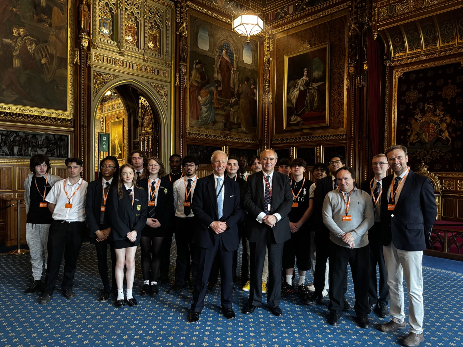 Students with Lord Leigh and Lord Thompson